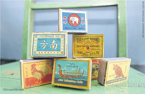  ??  ?? Old matchboxes.
