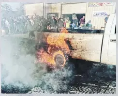  ??  ?? After roughly seven hours of the burnout free-for-all, an official burnout competitio­n was held. Once he’d set the rear tires on his VP44 Dodge ablaze—as well as the wheels, wheel well, and bed—trey Jackson was the obvious winner. He left with a trophy and a goodie bag.