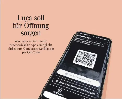  ?? FOTO: GABRIEL BOCK ?? Die Luca-App soll es den Behörden erleichter­n, Kontakte von Corona-Infizierte­n nachzuverf­olgen.