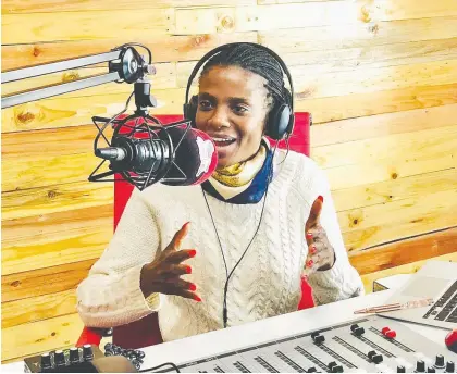  ?? SHELLEYAN PETERSEN/VIA THOMSON REUTERS FOUNDATION ?? Ndapewosha­li Shapwanale has a talk show on Eagle FM in Windhoek, Namibia.