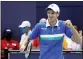  ?? LYNNE SLADKY - THE ASSOCIATED PRESS ?? Hubert Hurkacz of Poland reacts after defeating Yannik Sinner of Italy during the finals of the Miami Open tennis tournament, Sunday, April 4, 2021, in Miami Gardens, Fla. Hurkacz won 7-6 (4), 6-4.