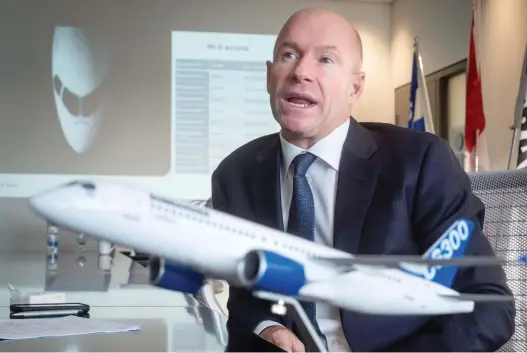  ?? PAUL CHIASSON/THE CANADIAN PRESS FILES ?? Bombardier CEO Alain Bellemare is hoping to restore investors’ faith in the second half of his five-year turnaround plan following the company’s cut last month to its cash-flow forecast, which it blamed on its train business. He is expected to have some upbeat messages for investors at an analyst meeting in New York on Thursday.