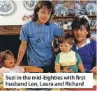  ??  ?? Suzi in the mid-Eighties with first husband Len, Laura and Richard