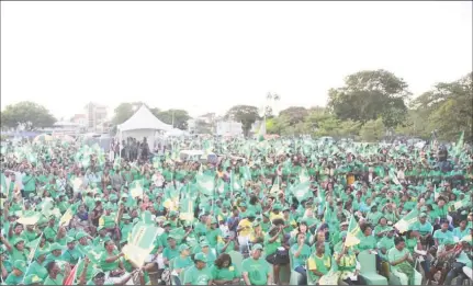  ??  ?? A view of the crowd of mostly women gathered for the APNU+AFC women’s rally on Thursday evening (APNU+AFC photo)