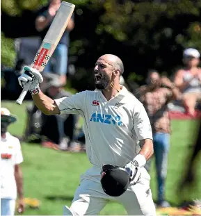  ?? GETTY ?? Daryl Mitchell shows plenty of emotion after scoring his fifth test century yesterday.