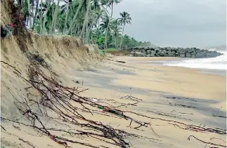  ??  ?? The poorly built boulder barrier at a huge cost has made this island vunerable to erosion