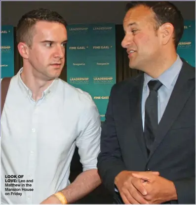  ??  ?? look of
love: Leo and Matthew in the Mansion House on Friday