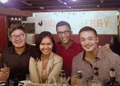  ??  ?? KEN ONG, Andi Baldonado, Jesse Boga and this writer at the launch of Huckleberr­y’s Whiskey Flights