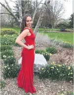  ??  ?? Cardinal Carter student Sarah Groh in her prom dress ... now that prom is cancelled, she's unsure when she will get to wear it.