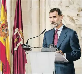  ?? ZIPI / EFE ?? El Rey en los premios Nacionales de Cultura 2016, ayer en Cuenca