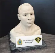  ??  ?? Ontario Provincial Police forensic artist Const. Duncan Way was able to develop this facial approximat­ion.