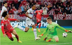  ?? GETTY IMAGES ?? Red alert: Sane beats Ter Stegen to double Bayern’s lead