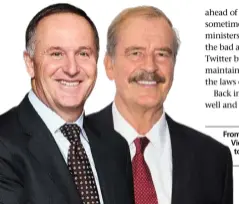  ??  ?? From far left: political figures John Key and Vicente Fox have both been subjected to Sackur’s cross-examinatio­n.