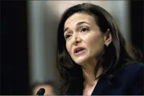  ?? JOSE LUIS MAGANA — THE ASSOCIATED PRESS FILE ?? Facebook COO Sheryl Sandberg testifies before the Senate Intelligen­ce Committee hearing on ‘Foreign Influence Operations and Their Use of Social Media Platforms’ on Capitol Hill in Washington.