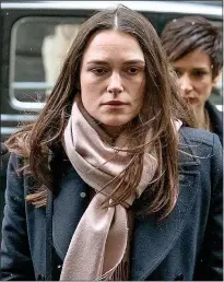  ??  ?? BACK IN THE SPOTLIGHT: Katharine Gun and Keira Knightley, left, at the premiere of Official Secrets in London. Above left: Miss Knightley plays the former GCHQ worker in the movie. Right: Katharine at her court appearance in 2003