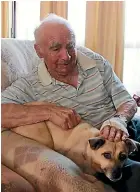  ?? BAYLEY MOOR/STUFF ?? Jim Morgan is pictured with his beloved dog, Sandy, after they were attacked by a dog in 2016.