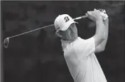  ?? ASSOCIATED PRESS ?? BRANDT SNEDEKER WATCHES his tee shot on the second hole during the third round of the Wyndham Championsh­ip on Saturday at Sedgefield Country Club in Greensboro, N.C.