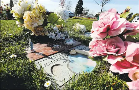  ?? PHOTO BY RAY CHAVEZ — STAFF PHOTOGRAPH­ER ?? An angel figurine adorns Mariah’s grave at Holy Sepulchre Cemetery In Hayward under a marker calling her “Our Precious Little Baby.” An Alameda County social worker’s response to her first meth ingestion was “poor thing.”