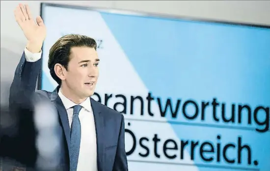  ?? ROBERT JAEGER / AFP ?? Sebastian Kurz, de 31 anys, que serà el canceller més jove de la història del país, ahir en l’acte postelecto­ral del seu partit a Viena