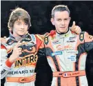  ??  ?? Friends: Charles Leclerc (left) and Anthoine Hubert raced together