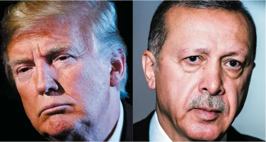  ?? PHOTOMONTA­GE, AFP ?? Le président américain Donald Trump et son homologue turc Recep Tayyip Erdogan.