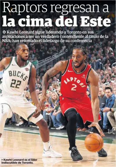  ??  ?? &gt; Kawhi Leonard es el líder indiscutib­le de Toronto.