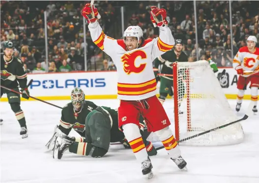  ?? CRAIG LASSIG/THE ASSOCIATED PRESS ?? Calgary Flames winger Johnny Gaudreau began the season in the midst of trade rumours, but is finishing it as a possible Hart Trophy candidate.