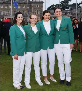  ??  ?? World class: The Irish Women’s World Amateur Team (left to right) Paula Grant, Annabel Wilson, Olivia Mehaffey, and captain Danielle McVeigh