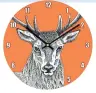  ??  ?? Stag clock, £25.95. 0345 548 0210/ annabeljam­es.co.uk Add a splash of colour to your wall with this charming 25cm-diameter clock which has metal hands and a face that features a line drawing of a stag by artist Jan Morley.