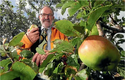  ?? ROBYN EDIE/STUFF ?? Space enthusiast and engineer Robin McNeill was given the perfect housewarmi­ng gift: a scion from the apple tree that inspired Sir Isaac Newton’s work on gravity.