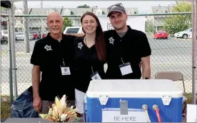  ?? SUBMITTED PHOTO ?? In this file photo, from left, Bob Knabb, brewmaster, Maura Langley, Dan Knabb promote their business, Be Here Brewing, in southern Chester County, prior to the national emergency. Businesses will be able to go “green” this Friday.