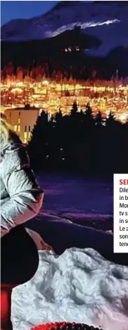  ?? ?? SEMPRE IN SELLA Diletta Leotta, 32 anni, in bici sulla neve a St. Moritz. La conduttric­e tv si fa spesso ritrarre in sella alla due ruote. Le attività aerobiche sono le migliori per tenere lontana l'ansia.