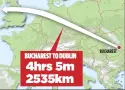  ??  ?? BUCHAREST TO DUBLIN 4hrs 5m 2535km DUBLIN BUCHAREST