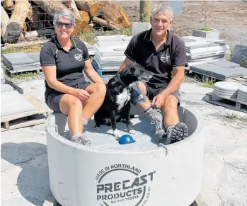 ?? ?? Justin Robb and his partner Sandra have developed the Paddock Podium to stop lambs drowning in water troughs.