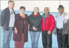  ?? SUEANN MUSICK/THE NEWS ?? Viola’s Place Society board members held their first meeting in the shelter after purchasing the building on Marsh Street, New Glasgow. From the left are board members Mark Firth, Karen MacPhee, Nancy MacCulloch, Brian Bowden and Moses Adekola.