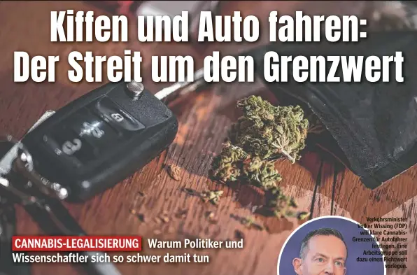  ?? ?? Verkehrsmi­nister Volker Wissing (FDP) will klare CannabisGr­enzen für Autofahrer festlegen. Eine Arbeitsgru­ppe soll dazu einen Richtwert vorlegen.