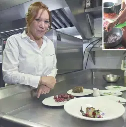  ??  ?? (left) Espinosa has highlighte­d Colombian ingredient­s and dishes in her own restaurant’s kitchen; as well as helped rebuild local communitie­s (above).