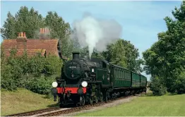  ??  ?? Ivatt 2MT 2-6-2T No. 41298 at Ashey on August 6, 2017, representi­ng how the Isle of Wight's railways might have looked in the 1960s. TOBY JENNINGS