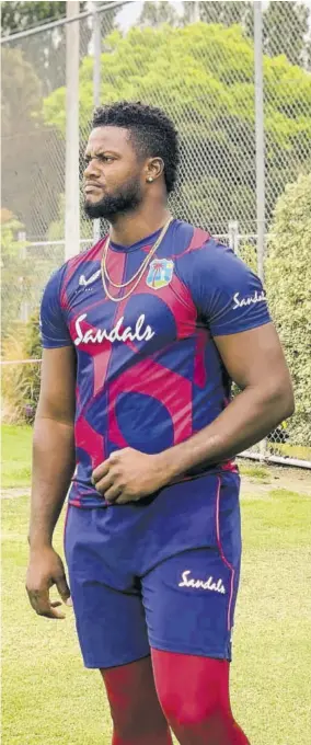  ??  ?? West Indies pace bowler Romario Shepherd during a recent training session in New Zealand