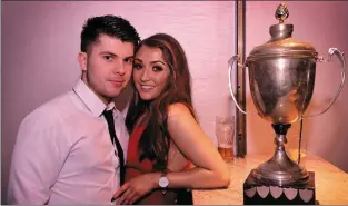  ??  ?? Shane Moriarty and Emma Doherty with the 2016 County Novice Cup at the Lios Póil GAA Club celebratio­n in the Skellig Hotel on Thursday night.