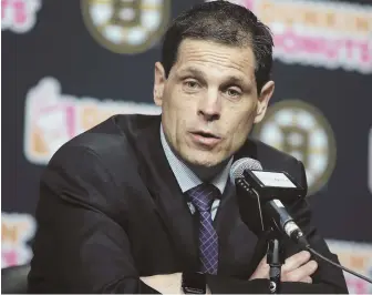  ?? AP PHOTO ?? ON THE SPOT: Bruins general manager Don Sweeney meets the press yesterday at the Garden.