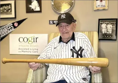  ?? AP photo ?? Art Schallock poses for a photo in Sonoma, Calif. Schallock, the oldest living former Major League Baseball player, celebrated his 100th birthday on Thursday.