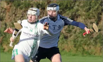  ??  ?? Zac Firman of St. Peter’s College shields the ball from Dublin North defender Paul Cosgrove.