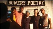  ??  ?? New York City slam poets Ashley August (from left), Joël François, Sean DesVignes, Noel Quiñones and Timothy DuWhite appear in the documentar­y “Don’t Be Nice.”