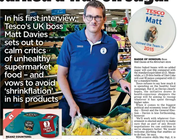  ??  ?? BADGE OF HONOUR: Boss Matt Davies at the Altrincham store