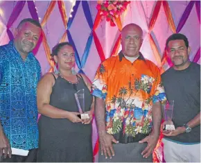  ?? Photo: Wati Talebula ?? From left: Ministry of Youth and Sports divisional manager northern Walter Matalau, Best Female Entreprene­ur Kajl Mudliar, Minister of Youth and Sports Laisenia Tuitubou and Best Male Entreprene­ur Ilai Motonicoco­ko Lomaloma in Labasa on June 7, 2018.