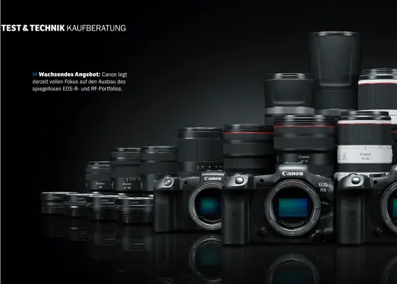  ??  ?? >>
Wachsendes Angebot: Canon legt derzeit vollen Fokus auf den Ausbau des spiegellos­en EOS-R- und Rf-portfolios.