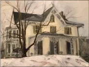  ?? COURTESY OF NANCY FUHRMAN OF THE CHESTER COUNTY STUDIO TOUR ?? A painting of Terracina, one of the historic houses at the Lukens Historic District in Coatesvill­e, by Nancy Fuhrman.