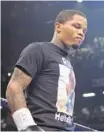  ?? KEVIN RICHARDSON/ BALTIMORE SUN ?? Baltimore’s own and WBA Super Featherwei­ght Champion Gervonta “Tank” Davis in the ring before his fight against Ricardo Núñez at Royal Farms Arena.