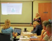  ?? CHARLES PRITCHARD - ONEIDA DAILY
DISPATCH ?? Chief Training and Developmen­t Manager Michelle Tuttle discusses cybersecur­ity at the Rome Chamber of Commerce on Tuesday, July 31, 2018.